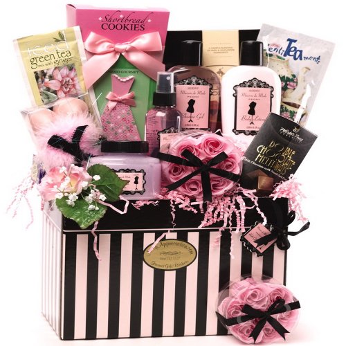 Dressed to Impress Spa Bath and Body Set with Gourmet Cookies and Tea - Gift Basket