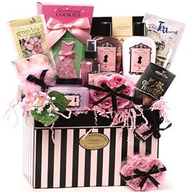 Dressed to Impress Spa Bath and Body Set with Gourmet Cookies and Tea - Gift Basket by Art of Appreciation Gift Baskets