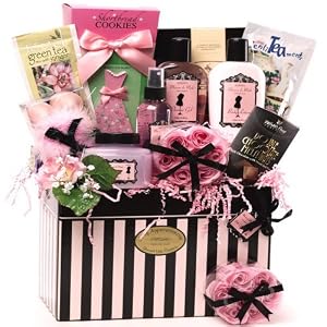 Dressed to Impress Spa Bath and Body Set with Gourmet Cookies and Tea - Gift Basket