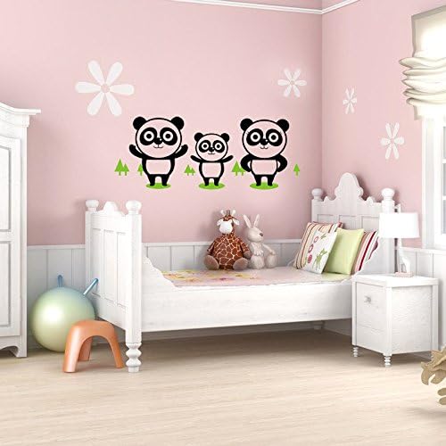 Olivia DIY Three Cute Pandas Family Stand on the Green Belt Photo Frame ( 3 pcs ) Wall Decor Stickers for Baby Nursery Kid Bedroom Decorations Home Decals