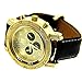 luxury mens 24K Gold Plated Floating Stones Bling Watch