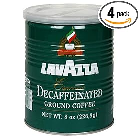 Lavazza Decaffeinated Espresso Ground Coffee, 8-Ounce Cans (Pack of 4)