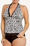 Oxygen Plus Size 2PC Tankini Swimsuit in SilverLeopard Print