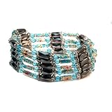 Magnetic Wrap Necklace Bracelet - Blue Cloisonne with Blue Beads