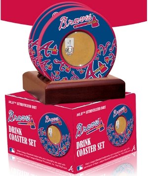 Atlanta Braves Coasters With Game Used Dirt (Set of 4)- MLB Hologram