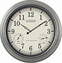 La Crosse Technology WT-3181P 18" Outdoor Atomic Wall Clock with Temperature/Humidity