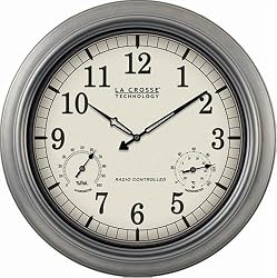 La Crosse Technology WT-3181P  18" Outdoor Atomic Wall Clock with Temperature/Humidity