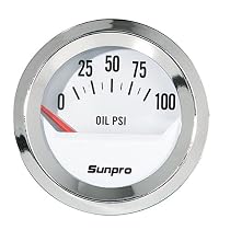 Sunpro CP8202 StyleLine Electrical Oil Pressure Gauge - White Dial