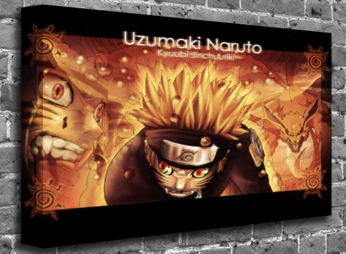 Anime Naruto Kyuubi Rage Rasengan Canvas Art Picture, Size: 32 x 20 (82 x 51 cm) FRAMED CANVAS