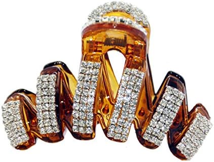 VANVENE Elegant Style Large Fancy Good Quality Rhinestones Claw Clip Jaw Clips For Thick Hair (light brown)