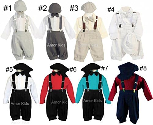 Vintage Dress Suspender Suit Set Boys - Bowtie Suspenders Knickers Suit 5pcs Set