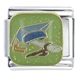 Grad Cap And Degree Italian Charms Bracelet Link
