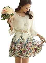 Sexy Belted Summer Cocktail Floral Print Chiffon/Polyester/Rayon/Spandex Club Dress/Homecoming Dress/Prom Dress/Wedding Dress 