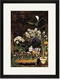 Black Framed/Matted Print 17x23, Mixed Spring Flowers