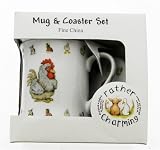 Lovely Fine China Farmyard Theme - Chicken / Cockerel - Mug & Coaster Boxed Gift Set  from Gifts For Her