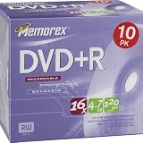 Cheap Memorex DVD+R 16x 4.7GB 10 Pack In Jewel Cases