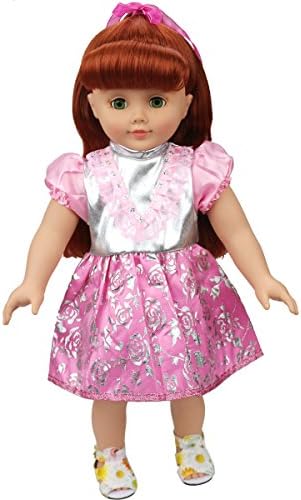 Glitterstar Handmade Doll Clothes Silver Rose Floral Pink Outfit&amp;colthing&amp;dress Fit 18"American Girl dolls