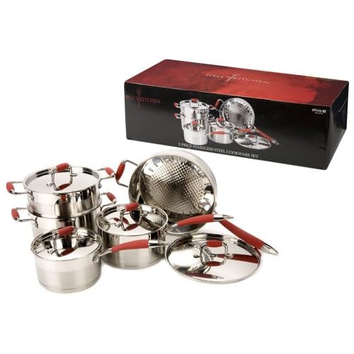 Ethos Hells Kitchen Cookware Set, 5 Piece + Lids, Stainless Steel