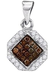 0.25ctw Chocolate Champagne Brown & White Round Diamond Micro-Pave Pendant