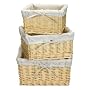 Whitney Design ML-6122 Woven-Willow Square-Shaped Baskets with Canvas Lining, Set of 3
