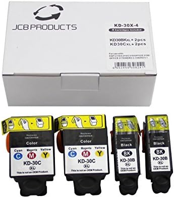 JCB Products Compatible Ink Cartridge Replacement For Kodak 30XL (2x Black, Color 4-Pack)