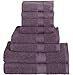 Utopia Towels Premium 8 Piece Towel Set (Plum); 2 Bath Towels, 2 Hand Towels and 4 Washcloths - Cotton - Machine Washable, Hotel Quality, Super Soft and Highly Absorbent