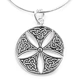 Sterling Silver Cut-Out Celtic Flower Circle Pendant