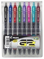 Pilot G2 Fine Point Assorted Color Gel Ink Pens, Retractable Rolling Ball, 8-Pack Pouch, 31128