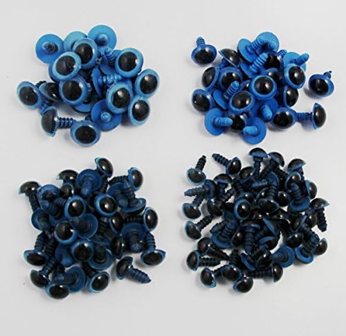80pcs (40 pairs) Blue Plastic Safety Eyes Kits 10/12/14/16mm for Teddy Bear/dolls/toy Animal/felting