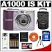 Canon PowerShot A1000 IS Compact Digital Camera (Purple) + 4GB SD Card + Case + Batteries + Accessory Kit