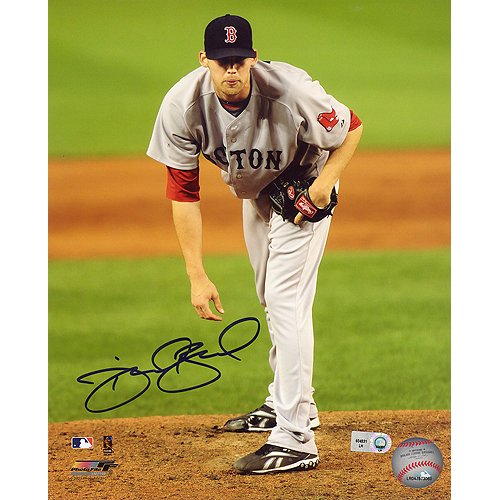 Steiner Sports MLB Daniel Bard On the Mound Grey Jersey Vertical Autographed 8-by-10-Inch Photograph