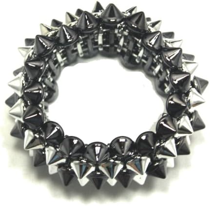 Chrome Dark Silver 5 Row Small Spike Bracelet [Apparel]