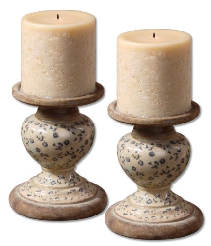 Set of 2 CandleHolders White Finish
