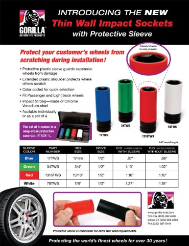 Gorilla Automotive 34TWS Thin Wall Impact Socket With Protective Sleeve (3/4