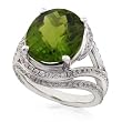 One of a Kind Peridot and Diamond Ring (H/VS-SI) in 18k White Gold