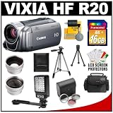 51PIArVe5uL. SL160  Canon Vixia HF R20 Flash Memory 1080p HD Digital Video Camcorder (Silver) with 2.5x Telephoto & .45x Wide Angle Lens + 16GB Card + Video Light + Tripod + Case + Accessory Kit