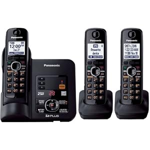 Panasonic KX-TG6633B dect 6.0 Cordless Phone with 3-Handsets, All-digital answering machine comes with TAMZ 220 Volt Adapter