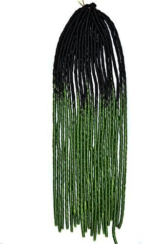 Colorlife 1 Pack 20" Black to Green Grass Two Color Soft Dread Lock Crochet Braid Hair Extension Synthetic Braiding Hair