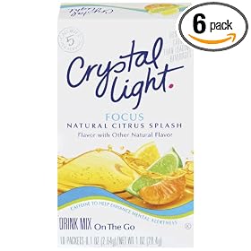 Crystal Light On The Go Focus Citrus Splash, 10-Count Boxes (Pack of 6)