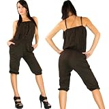 Sexy Damen Bandeau Catsuit Overall Hosenanzug Sommer Gr. M-L-XL, Größe:L/XL;Farbe:Schwarz