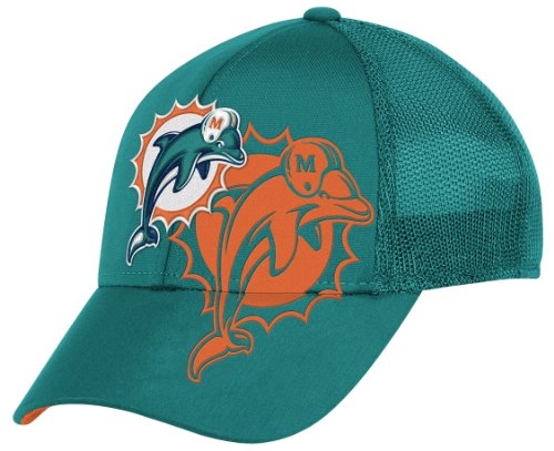 NFL Men's Miami Dolphins End Zone Structured Flex Hat - Tw86Z (Teal, Small/Medium)