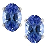 1.00 Ct Tanzanite Sterling Silver Stud Earrings 6X4mm