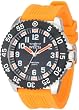 Stainless Steel Quartz Luminary Black Dial Orange Rubber Strap