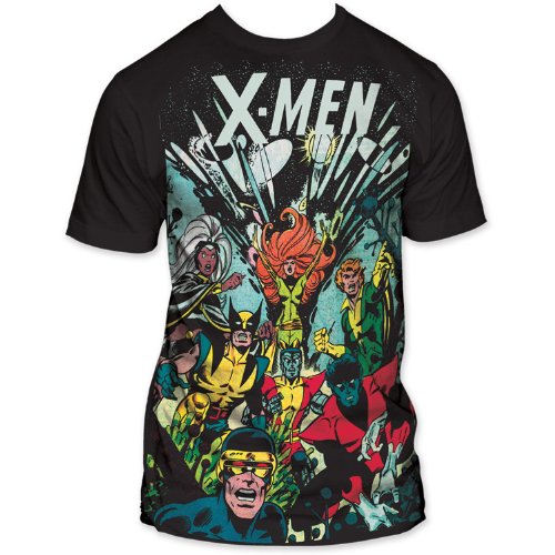  MARVEL XMEN -- THE GANG -- BIG PRINT MENS SUBWAY FITTED TEE
