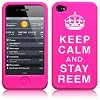IPHONE 4S / IPHONE 4 "KEEP CALM AND STAY REEM" LASERED SILICONE SKIN CASE / COVER / SHELL - HOT PINK/WHITE PART OF THE QUBITS ACCESSORIES RANGE