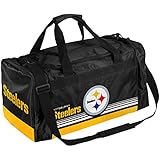 NFL Pittsburgh Steelers Striped Core Duffle Bag, Medium, Black