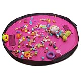 Hiltow Premium quality Large 59 Inches Diameter Baby Kids Play Floor Mat Toy Storage Bag Organizer Blue