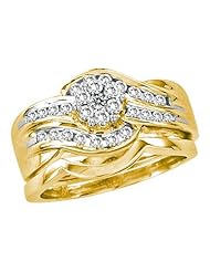 0.50CTW DIAMOND FLOWER BRIDAL SET