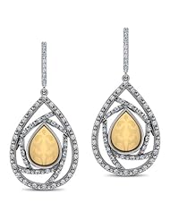 Diamond (1.01 Ct, IJ-SI), 18 Kt White & Yellow Ethereal Drop Earrings