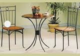 3 PC Metal Wood Bistro Kitchen Dining Table Chair Set